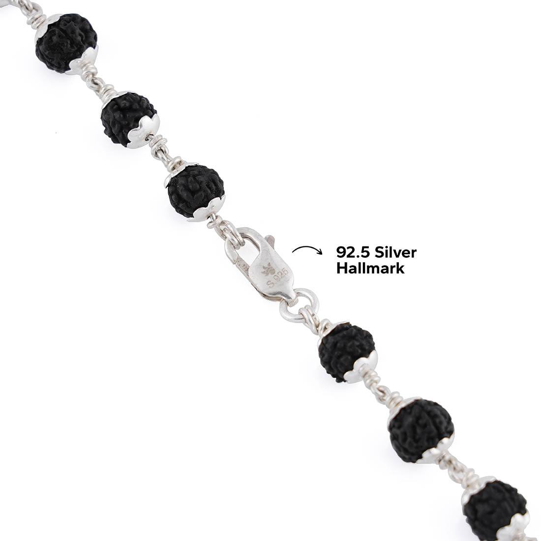 BLACK RUDRAKSHA SILVER MALA