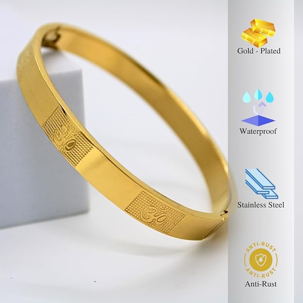 Om Carving Premium Gold Bracelet For Men