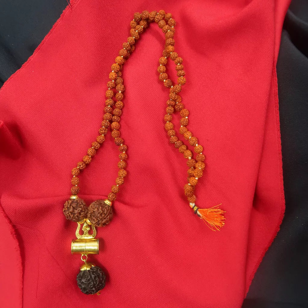 Lord Shiva Trishul Damru Locket with Rudraksha