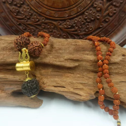 Lord Shiva Trishul Damru Locket with Rudraksha