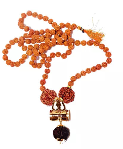 Lord Shiva Trishul Damru Locket with Rudraksha